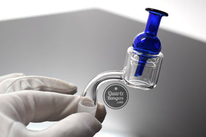 Thermal Quartz Banger with Blue Color cobalt bubble cap low temp dabs