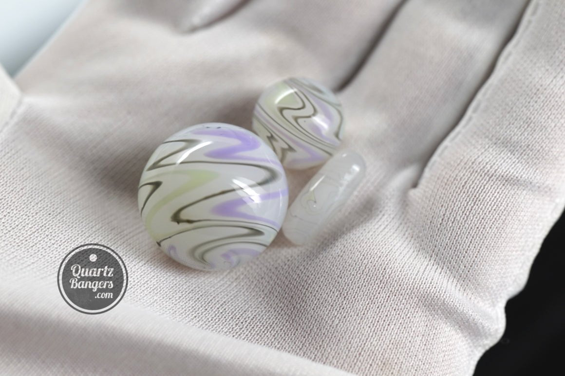 Cyclone Marble Set for Terp Slurper Banger 3pc (Asst. Colors) - QuartzBangers.com