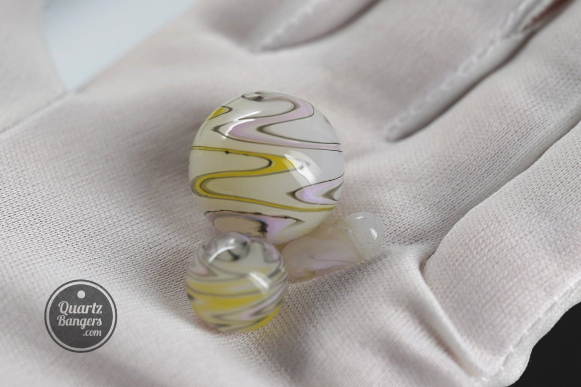 Cyclone Marble Set for Terp Slurper Banger 3pc (Asst. Colors) - QuartzBangers.com